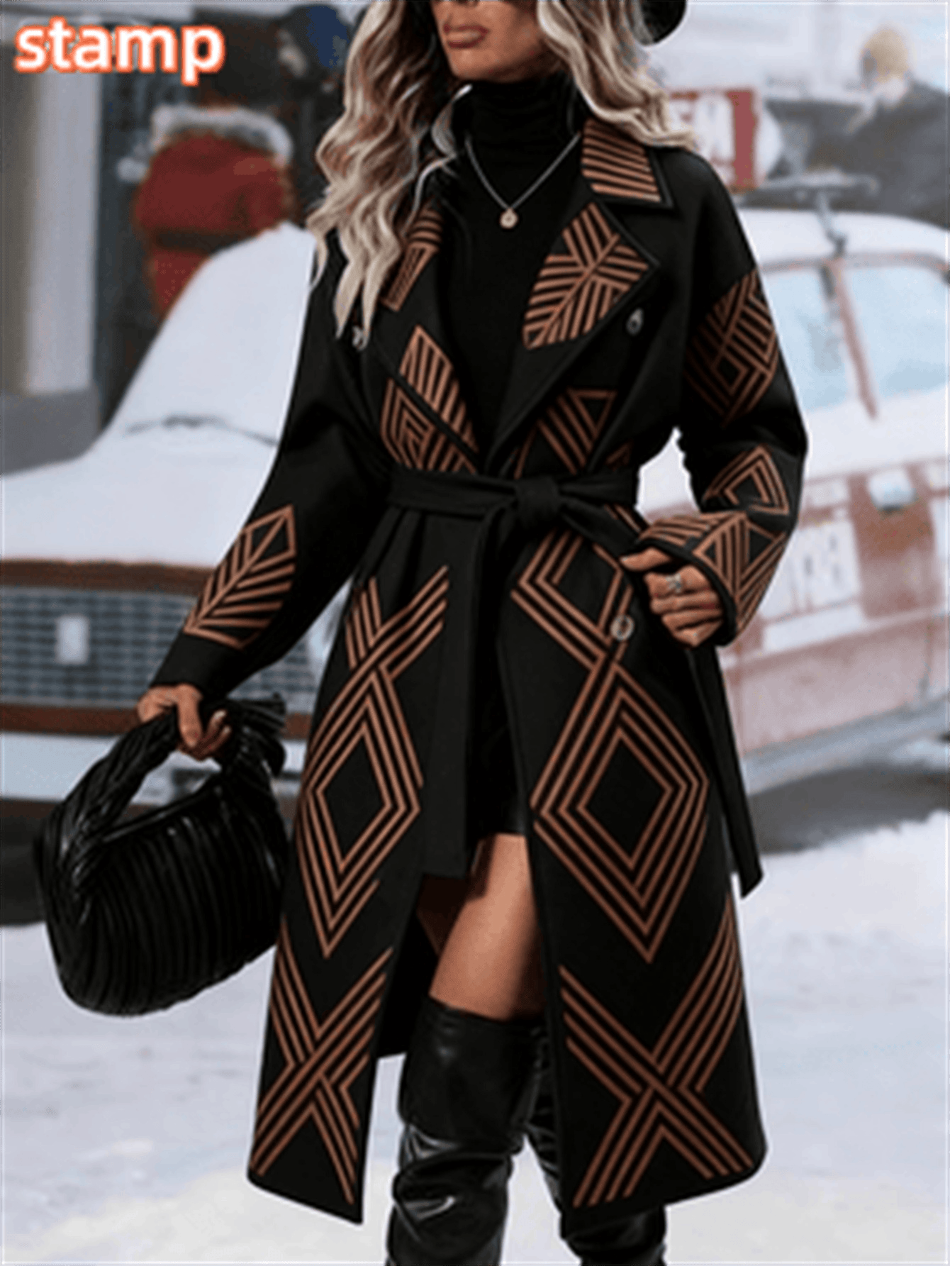  Women's Fashionable And Comfortable Printed Casual Long Coat