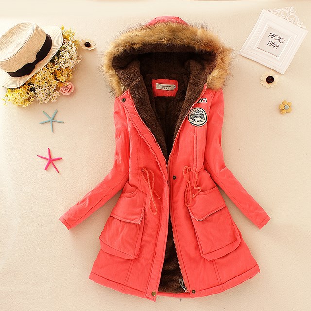  Women's long sleeve lamb wool cotton coat