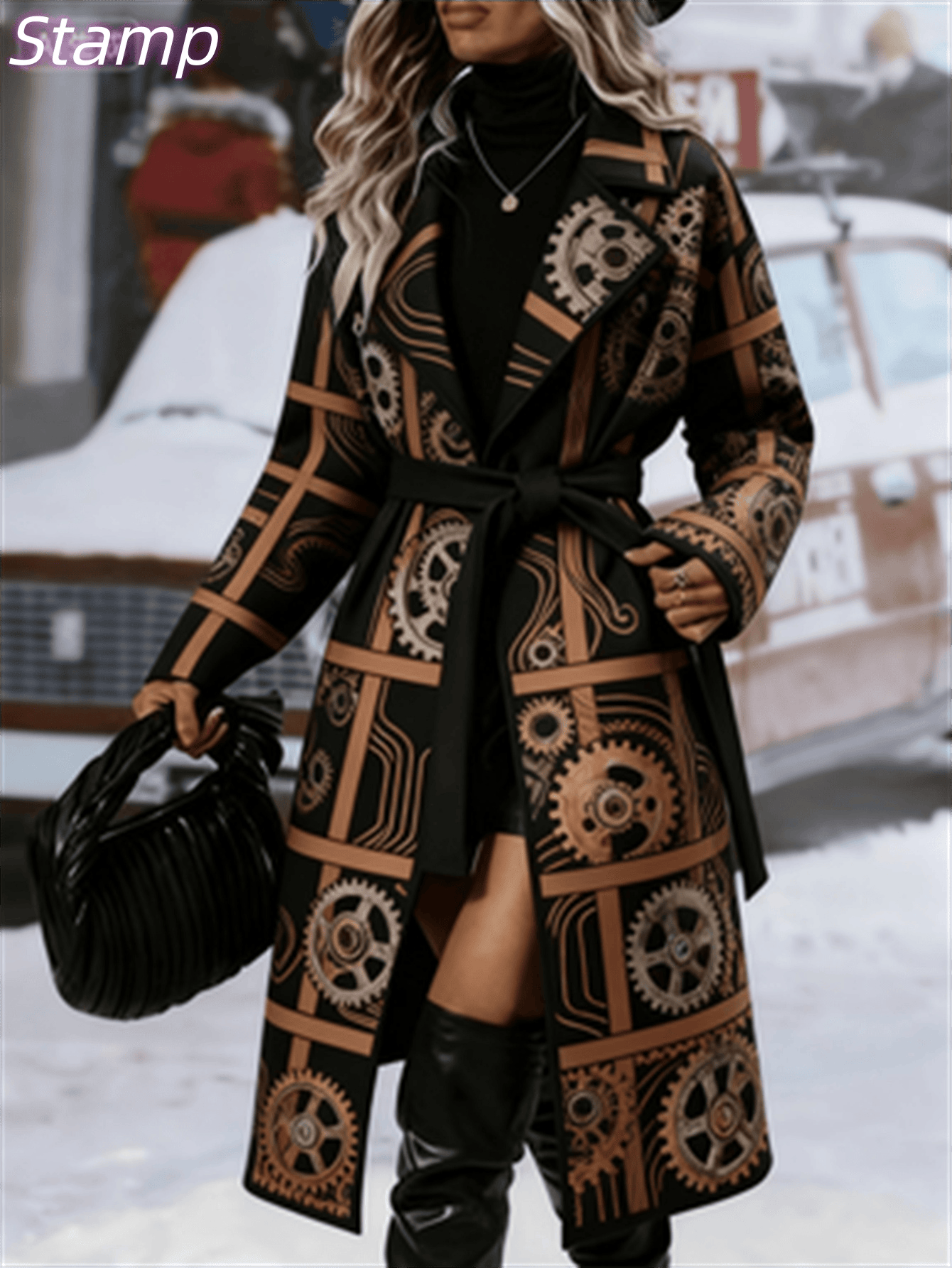  Women's Fashionable And Comfortable Printed Casual Long Coat