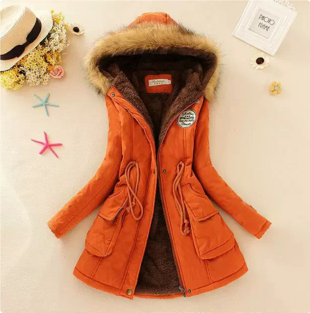  Women's long sleeve lamb wool cotton coat