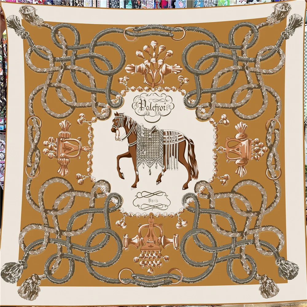  Winter Silk Cashmere Scarf Women Cashew Printed Shawls Warm Pashmina Square Scarves Wraps Brand Hijabs Lady Big Bandana 135CM