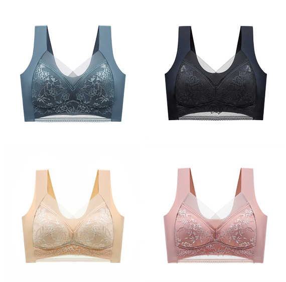  Women's Lace Seamless Ice Silk Gathering Bra