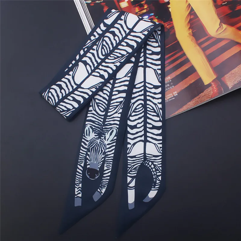  17 Colors Animal Print New Bag Skinny Silk Scarf For Women Luxury Brand Foulard Women Tie Fashion Head Scarves For Ladies