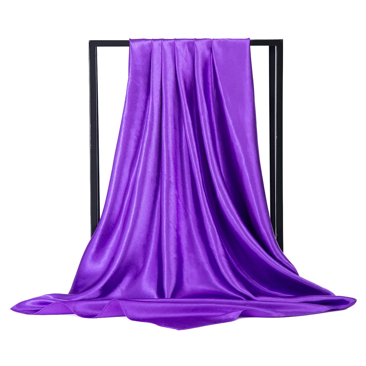  Luxury Brand Silk Scarf Women Satin Solid color Hijab Scarves Muslim Pareo Bandana Female Shawl Wrap Headband Foulard 90*90cm