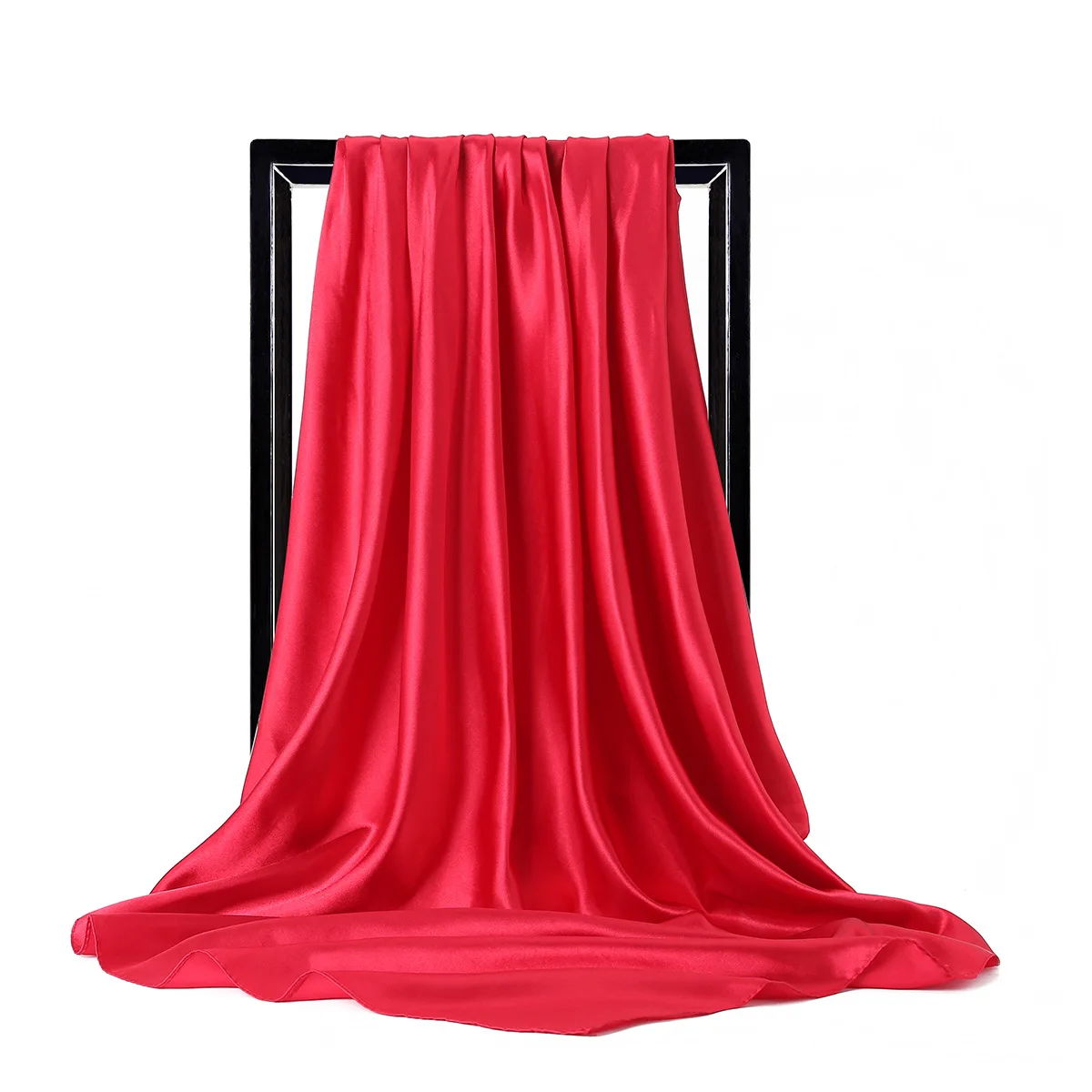  Luxury Brand Silk Scarf Women Satin Solid color Hijab Scarves Muslim Pareo Bandana Female Shawl Wrap Headband Foulard 90*90cm