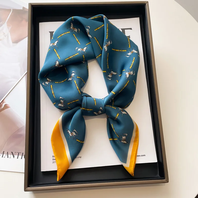  Luxury Twill Square Silk Scarf for Women Design Stoles Hijab Colorful Print Wraps Lady Headband Shawl Bandana 2025 New Foulard