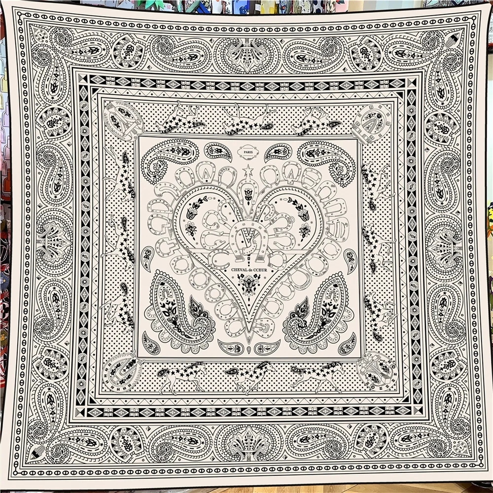  Winter Silk Cashmere Scarf Women Cashew Printed Shawls Warm Pashmina Square Scarves Wraps Brand Hijabs Lady Big Bandana 135CM