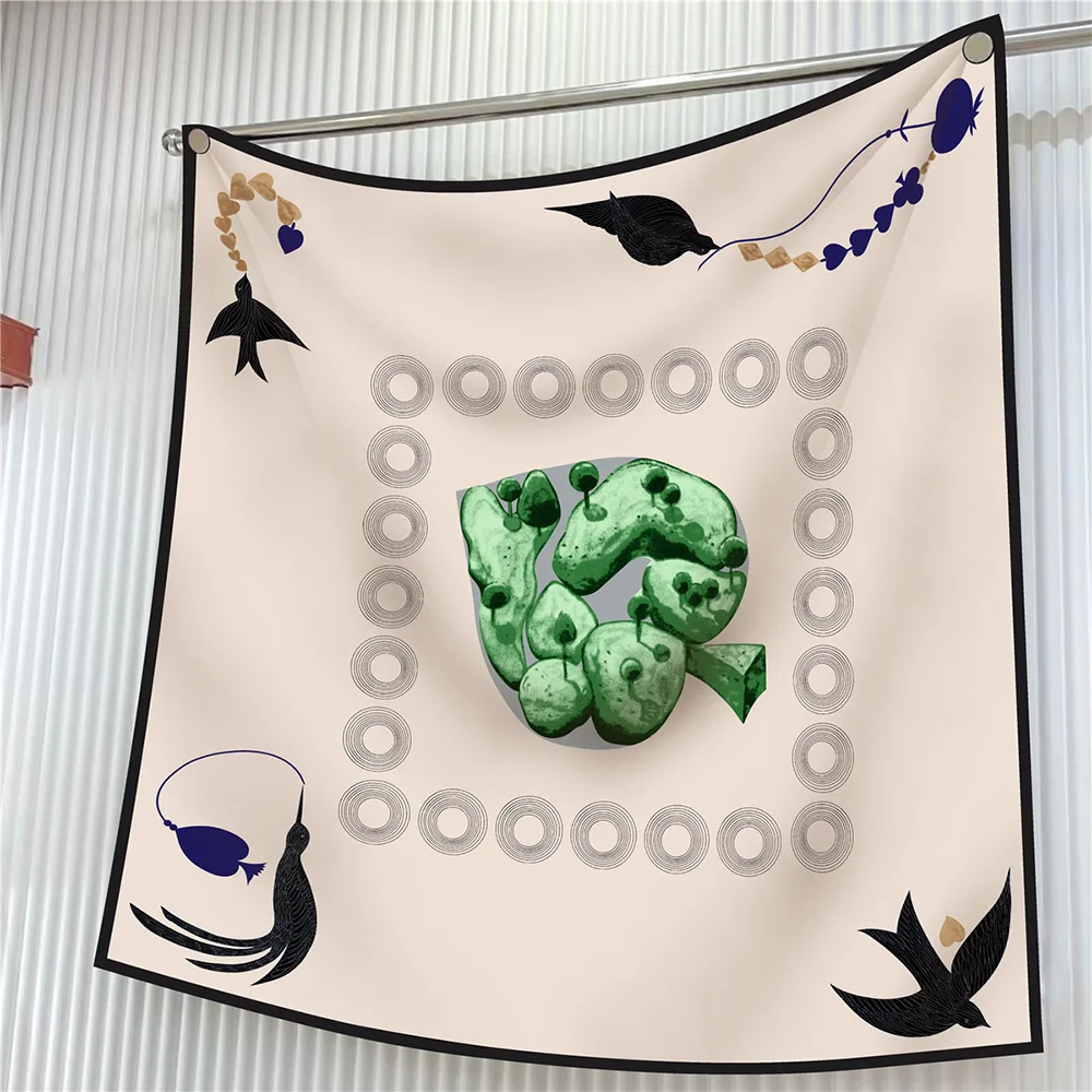  90cm Brand Square Scarf Women Fashion Floral Twill Silk Scarf Shawl Hijab Luxury Bandana Foulard Neckerchief Head Scarf For Lady