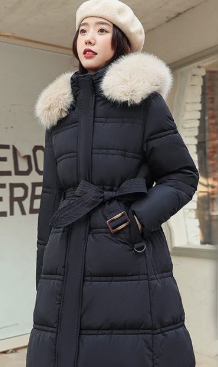 Black khaki fur collar