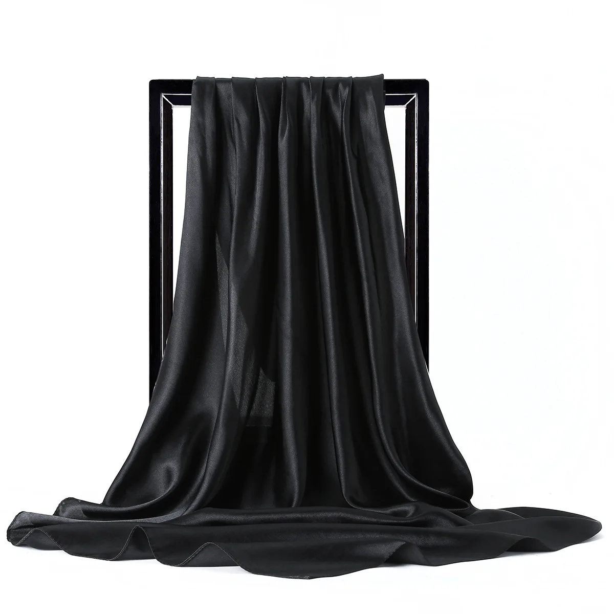  Luxury Brand Silk Scarf Women Satin Solid color Hijab Scarves Muslim Pareo Bandana Female Shawl Wrap Headband Foulard 90*90cm