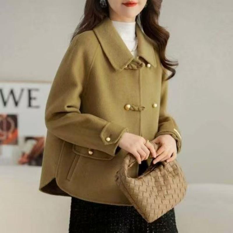  Fashionable Short Dragon-and-phoenix Wool Coat Loose Fit Plus Size