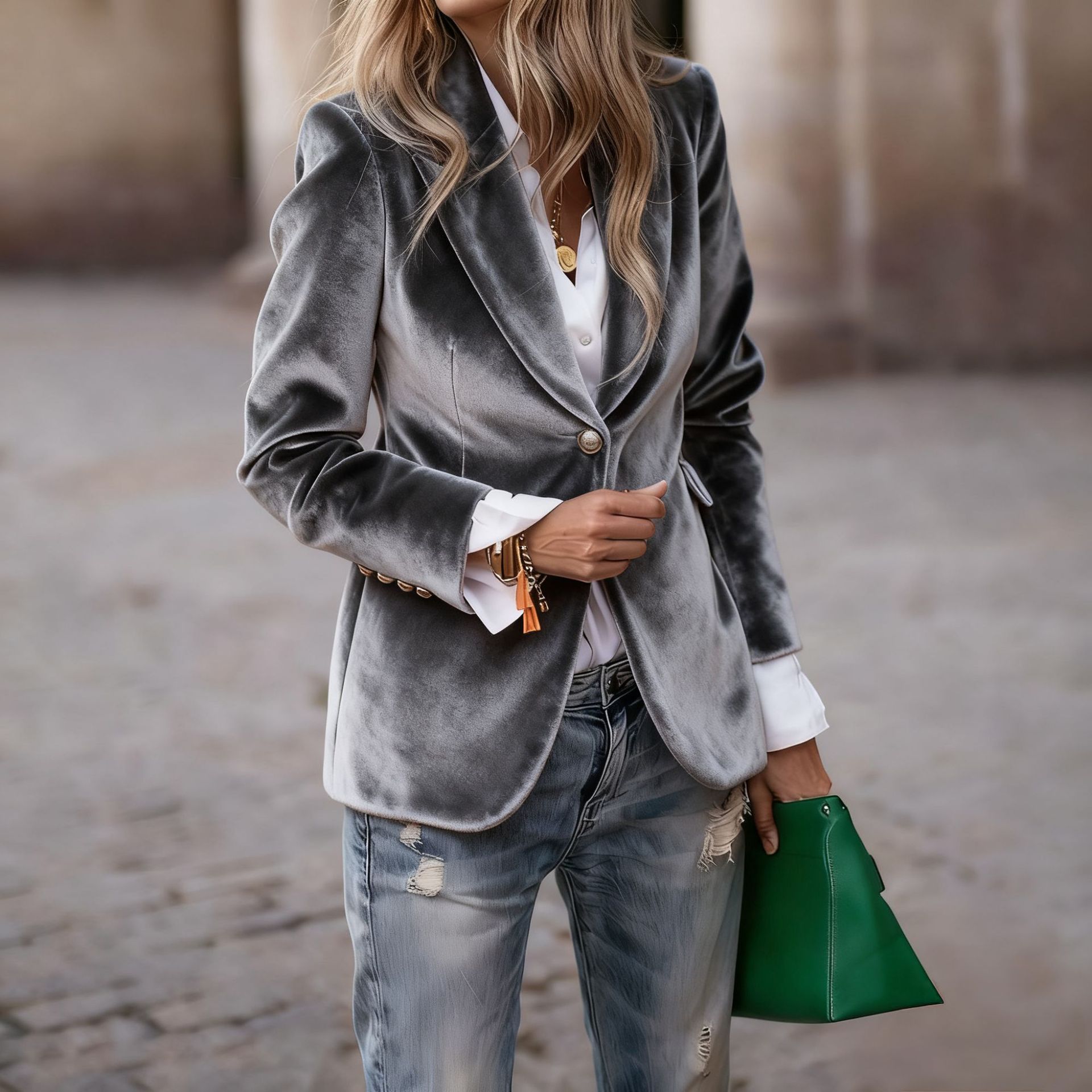  Women's Fashionable Elegant Solid Color Coat