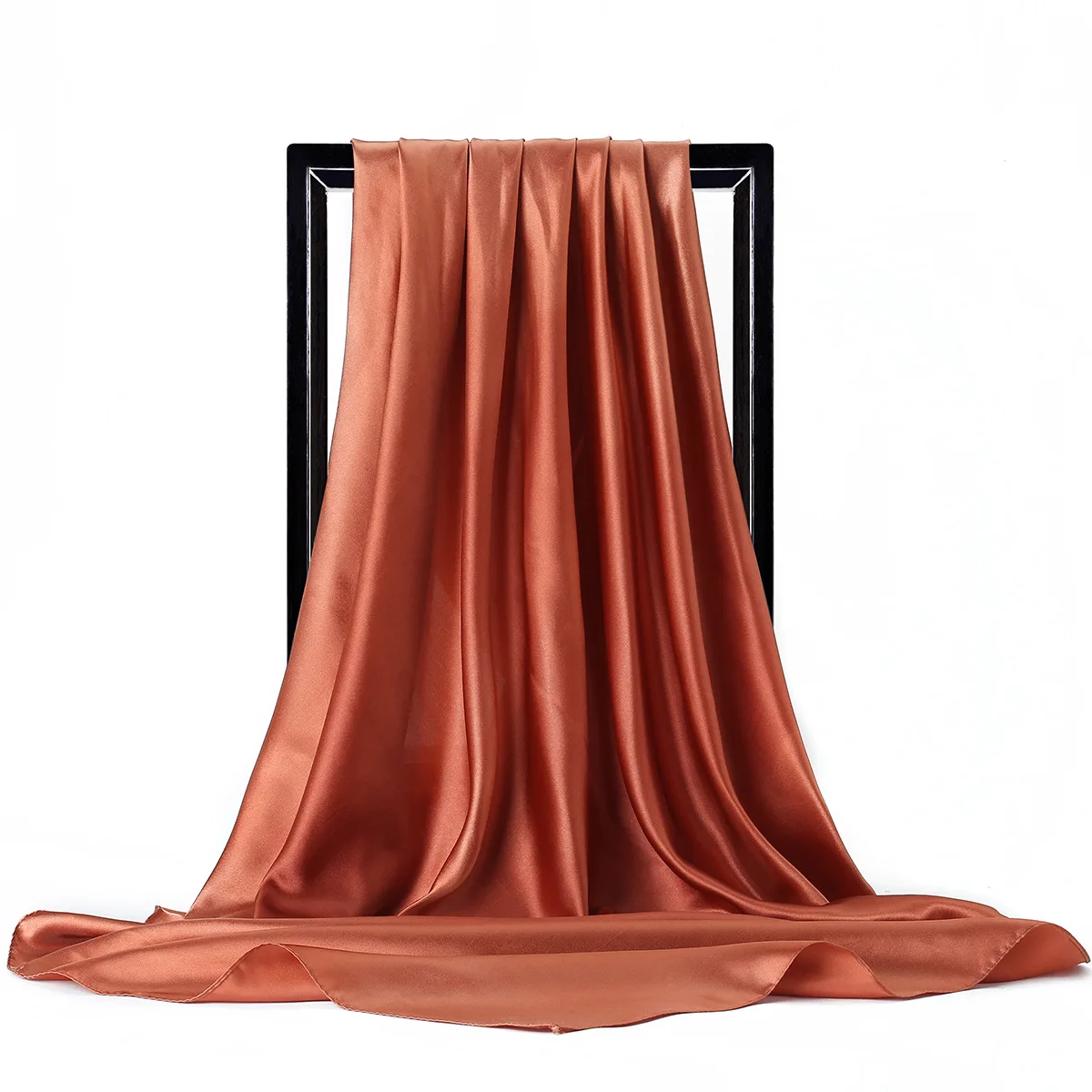  Luxury Brand Silk Scarf Women Satin Solid color Hijab Scarves Muslim Pareo Bandana Female Shawl Wrap Headband Foulard 90*90cm
