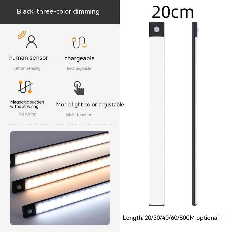  Smart Infrared Sensor Lamp Wireless Magnetic Long Cabinet Light With Rechargeable Hallway Wardrobe