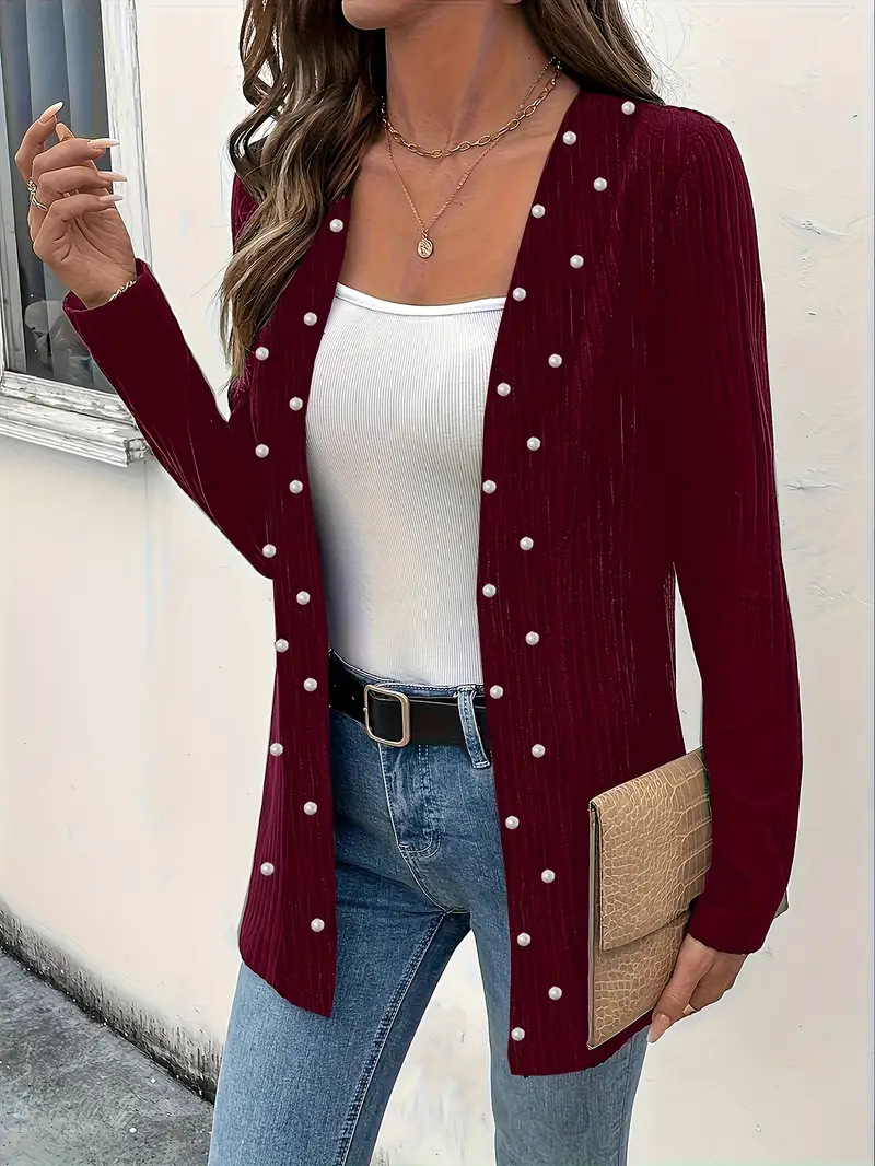  Women's Elegant Graceful Beaded Heavy Industry Knitted Coat Jacket
