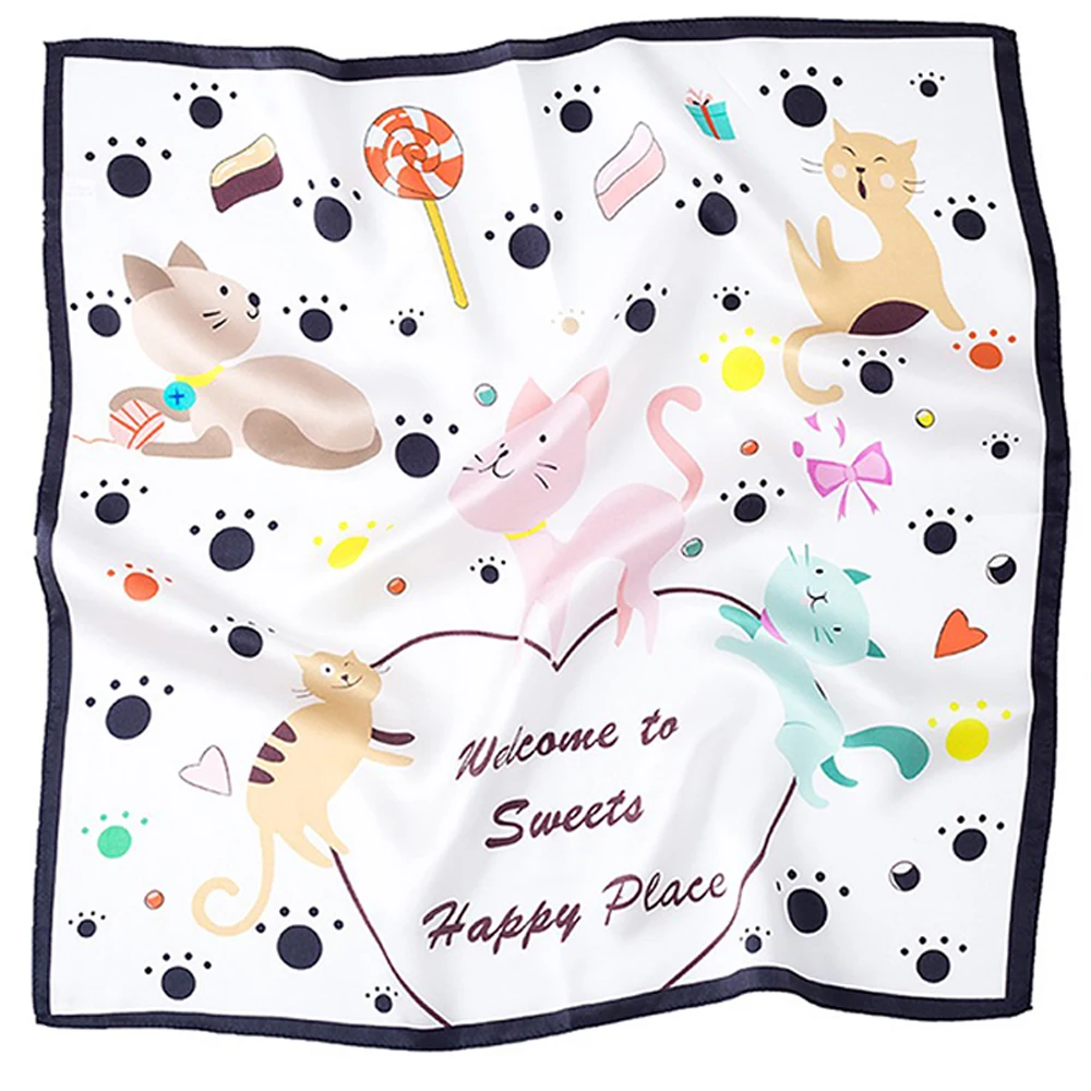  100% Pure Mulberry Silk Women Square Scarf Prints Headband Neckerchief Luxury Female Hair Ornament Female Bandana Scarves 53CM