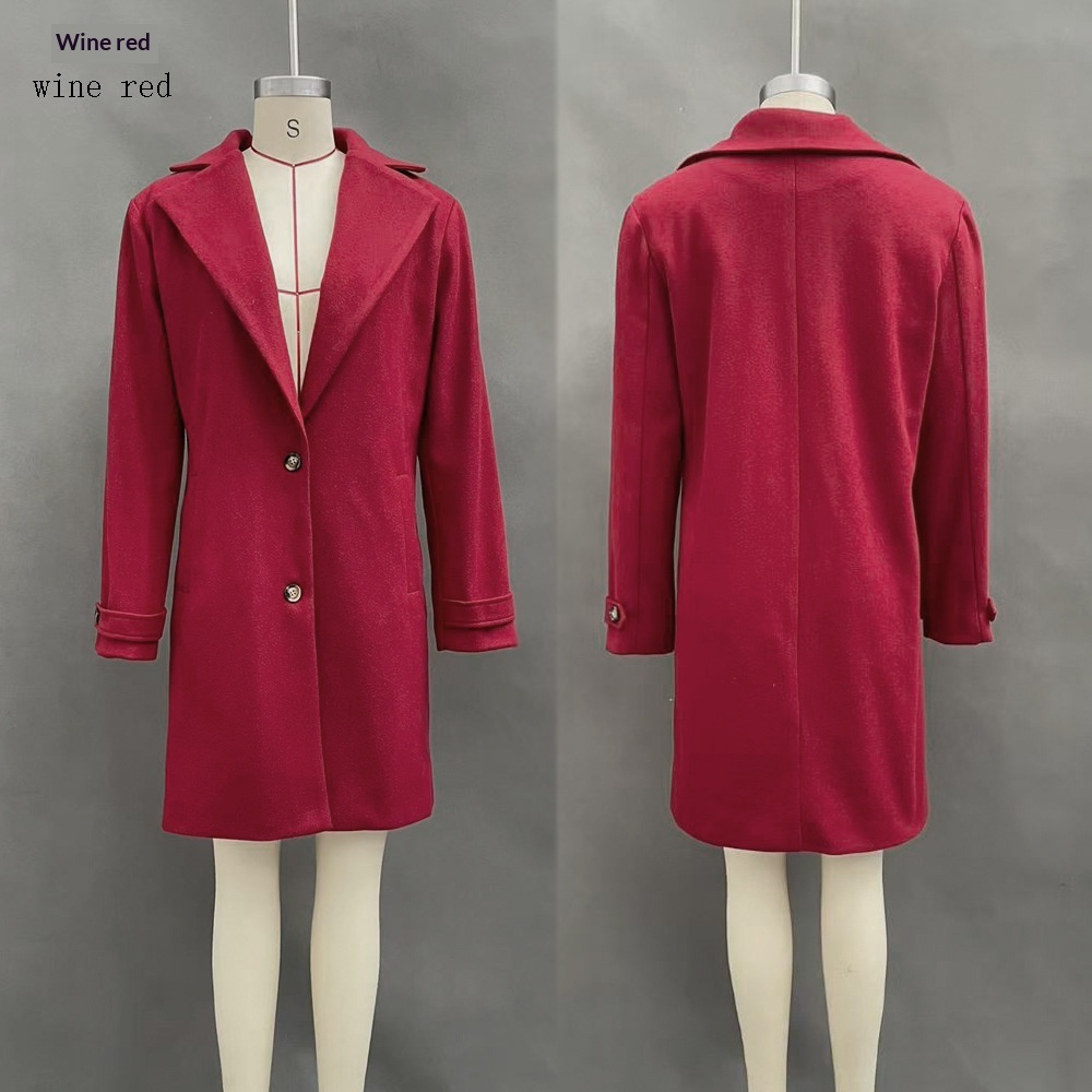  Retro Casual Mid-length Lapel Coat