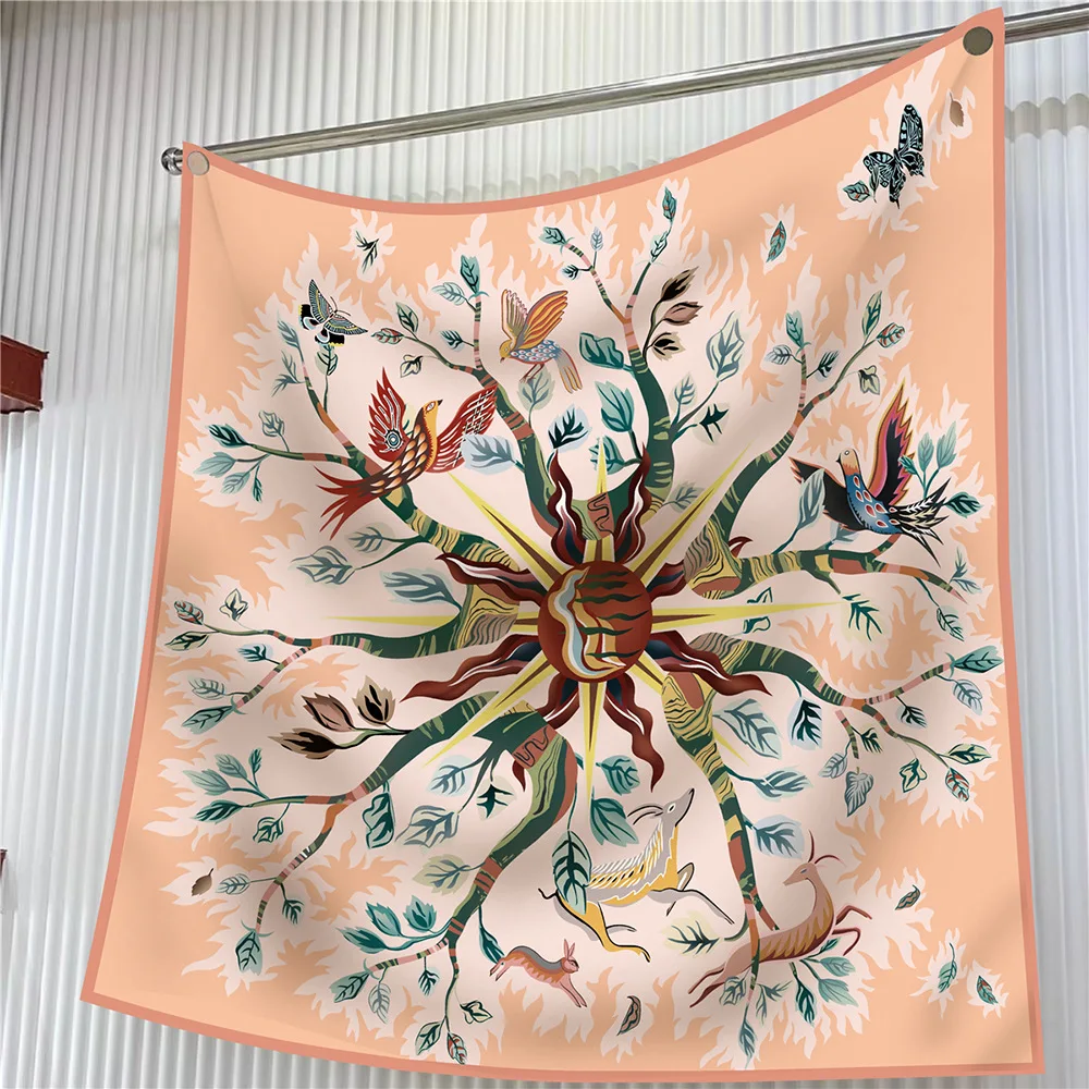  90cm Brand Square Scarf Women Fashion Floral Twill Silk Scarf Shawl Hijab Luxury Bandana Foulard Neckerchief Head Scarf For Lady