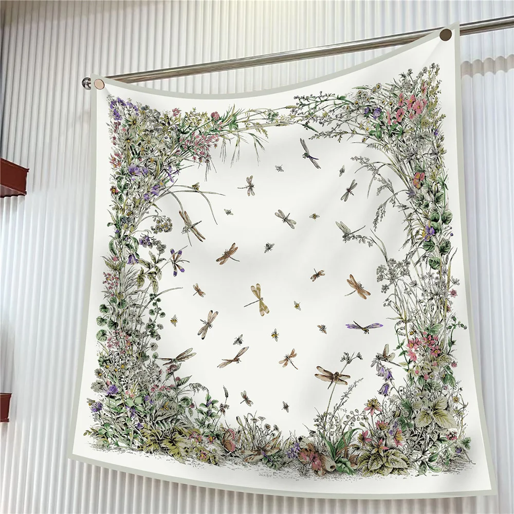  90cm Brand Square Scarf Women Fashion Floral Twill Silk Scarf Shawl Hijab Luxury Bandana Foulard Neckerchief Head Scarf For Lady