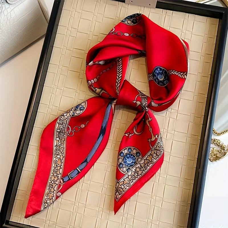  2025 New Fashion 70X70cmPrinted Women's Scarf Pashmina Silk Scarf Square Shawl Decorative Headband Neck Luxury Design Bandana