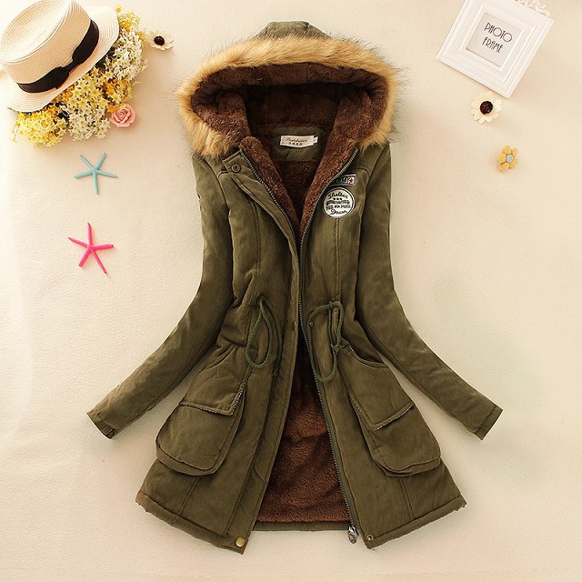  Women's long sleeve lamb wool cotton coat