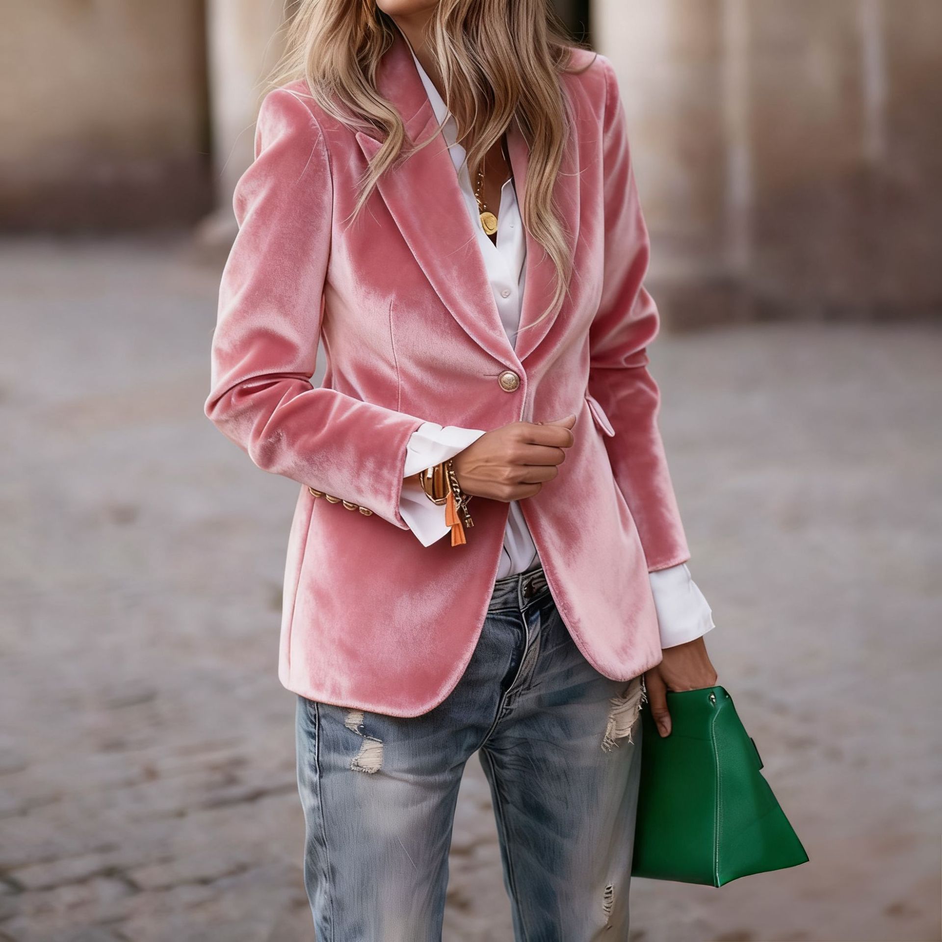  Women's Fashionable Elegant Solid Color Coat