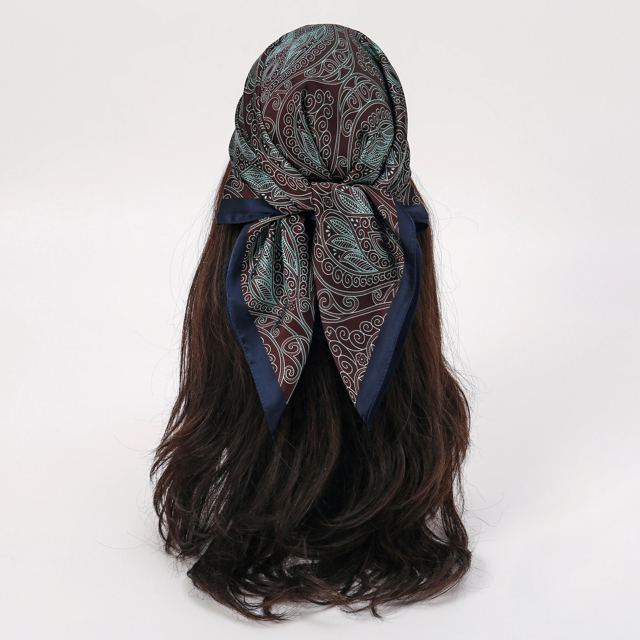  Bohemian Style Floral Print Women’s Square Silk Scarf Satin Head Wrap Tropical Leaf Flower Design Scarves Bandana Hijab