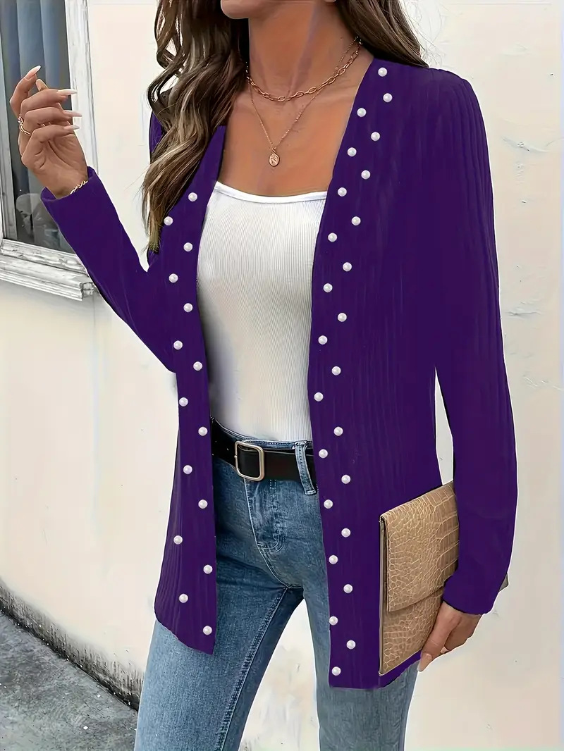  Women's Elegant Graceful Beaded Heavy Industry Knitted Coat Jacket