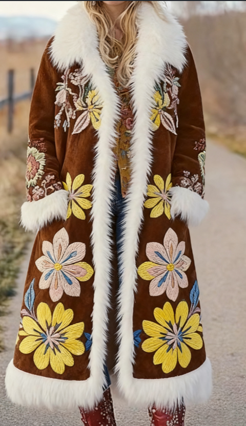  Long-sleeved Printed Coat For Ladies