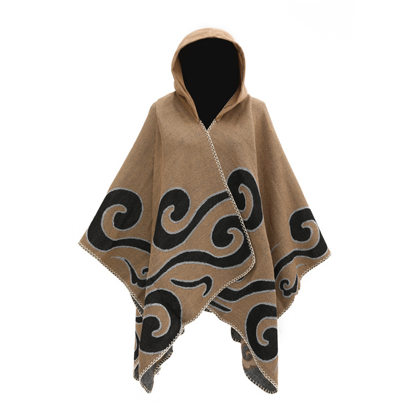  European And American Knitted Cape And Shawl Outer Wear Split Woven Cloak