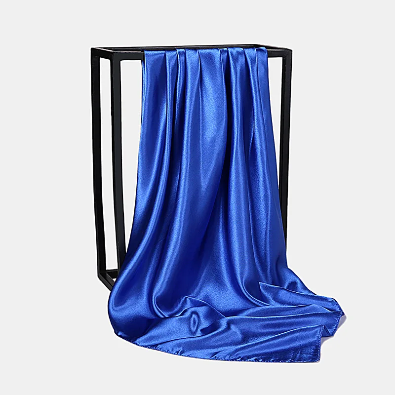  HUISHI Satin Scarf Solid Colors Neckerchief Hijab Scarf For Women Silk Satin Headband Hair Scarves 90cm Square Shawls For Lady