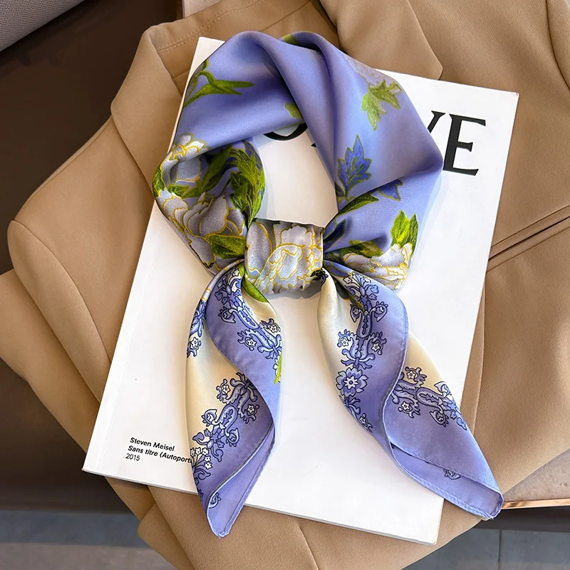  2025 New Fashion 70X70cmPrinted Women's Scarf Pashmina Silk Scarf Square Shawl Decorative Headband Neck Luxury Design Bandana
