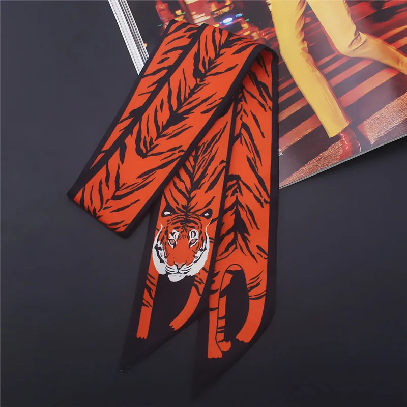  17 Colors Animal Print New Bag Skinny Silk Scarf For Women Luxury Brand Foulard Women Tie Fashion Head Scarves For Ladies