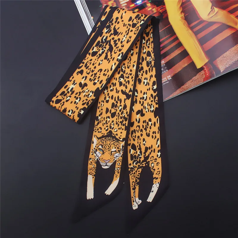  17 Colors Animal Print New Bag Skinny Silk Scarf For Women Luxury Brand Foulard Women Tie Fashion Head Scarves For Ladies
