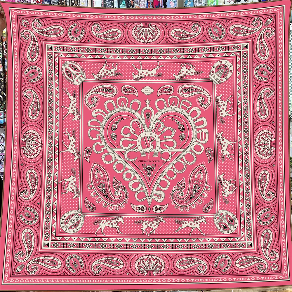  Winter Silk Cashmere Scarf Women Cashew Printed Shawls Warm Pashmina Square Scarves Wraps Brand Hijabs Lady Big Bandana 135CM