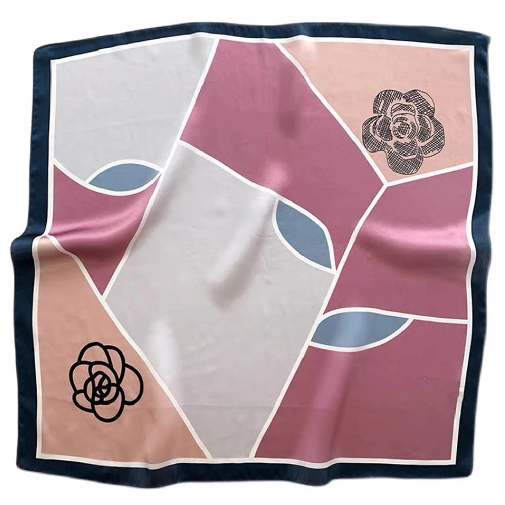  100% Pure Mulberry Silk Women Square Scarf Prints Headband Neckerchief Luxury Female Hair Ornament Female Bandana Scarves 53CM