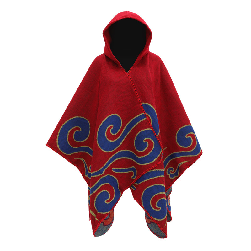  European And American Knitted Cape And Shawl Outer Wear Split Woven Cloak