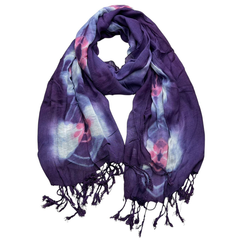  Lilac Purple Floral Tassel Trim Scarf,offers Graceful Movement Flowy Boho Scarf,vacation,daily Life,evening Party,Office Appropriate Subtlety For Women Men