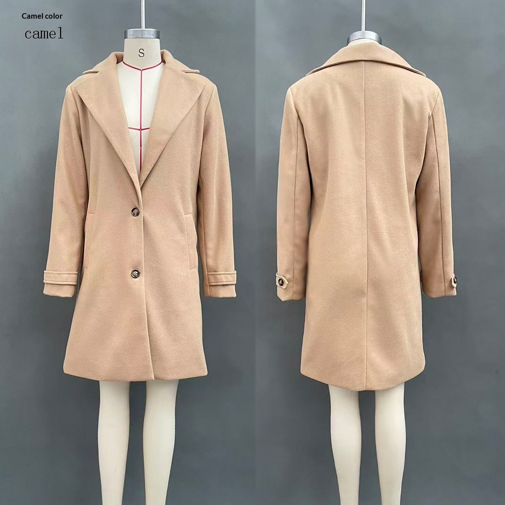  Retro Casual Mid-length Lapel Coat
