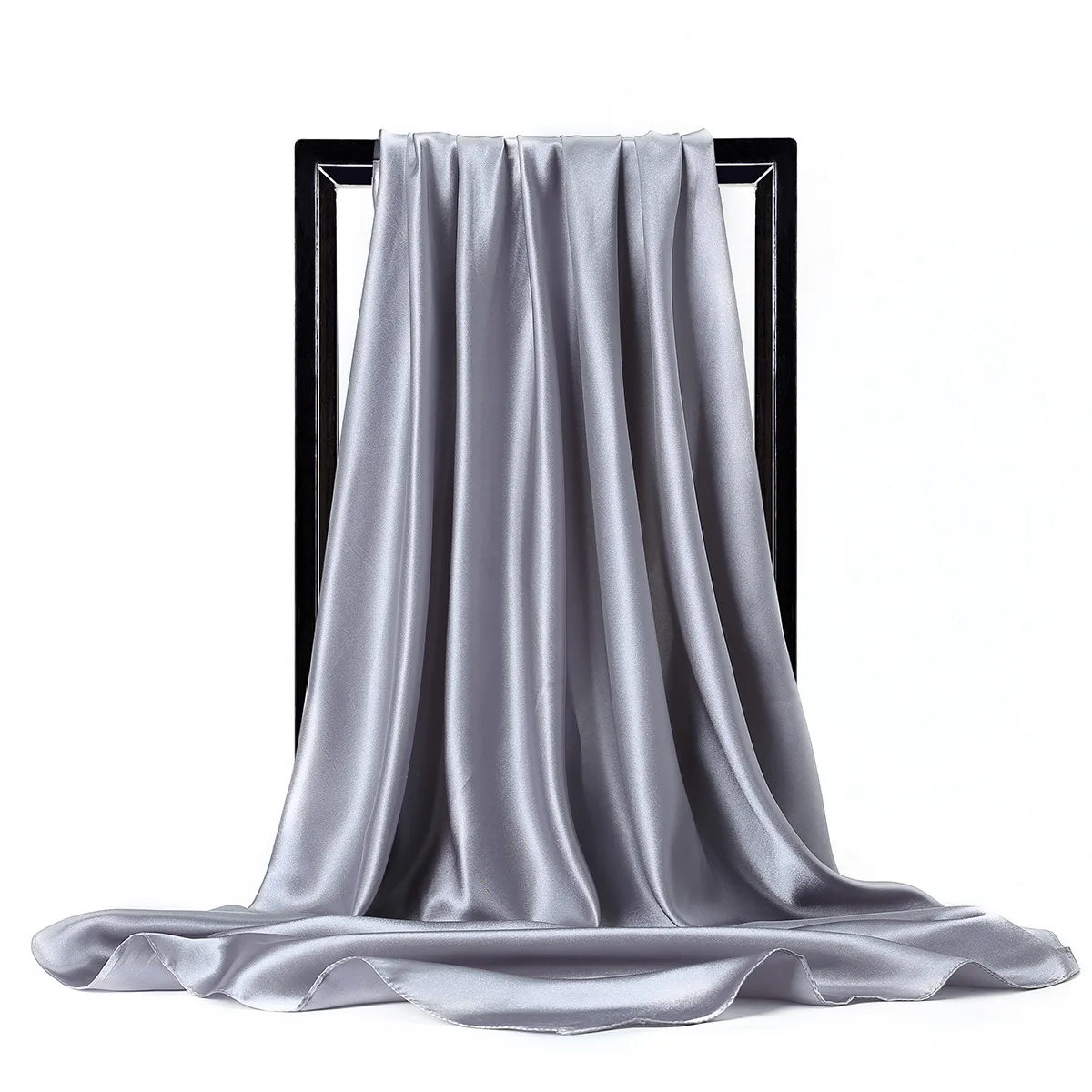  Luxury Brand Silk Scarf Women Satin Solid color Hijab Scarves Muslim Pareo Bandana Female Shawl Wrap Headband Foulard 90*90cm