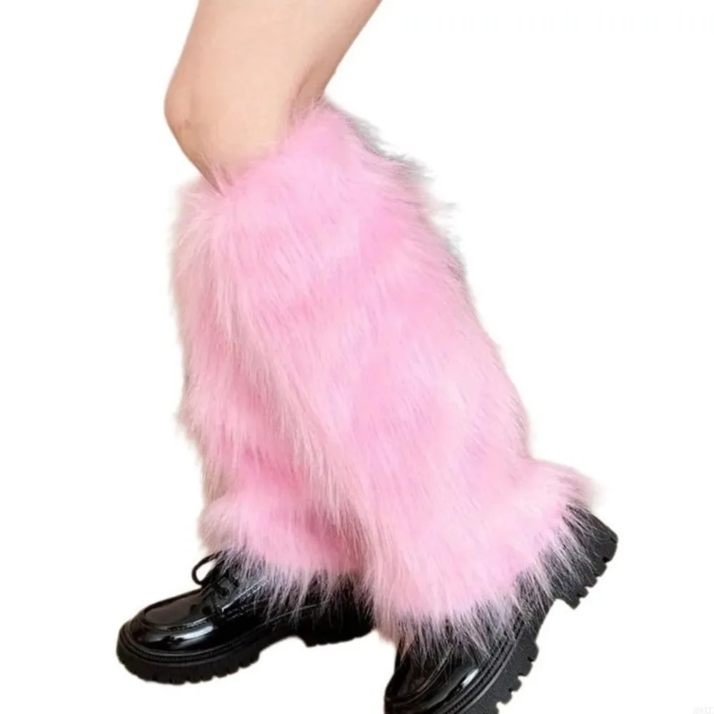  Fashion Faux Fur Furry Leg Warmers Japanese Style 40cm Lolita Boots Cover Soft Y2K Warm Knee Sleeve Autumn/Winter