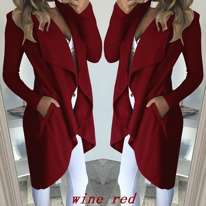  Slim long trench coat with solid lapel
