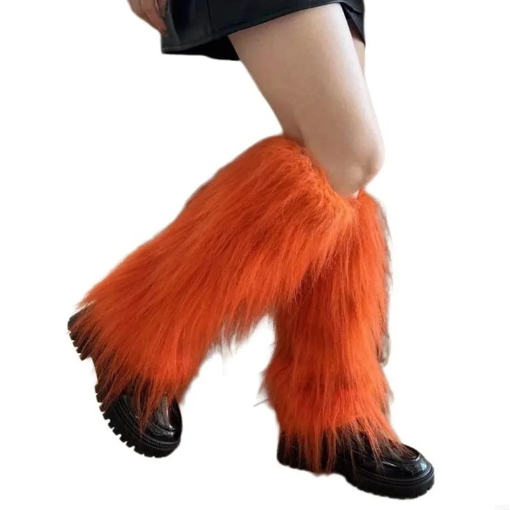  Fashion Faux Fur Furry Leg Warmers Japanese Style 40cm Lolita Boots Cover Soft Y2K Warm Knee Sleeve Autumn/Winter