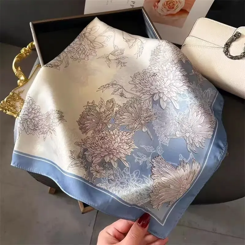  Women's Silk Scarf Bandana Luxury Square Scarf, 70CM Size, Fashion Scarf, Headscarf, Shawl, Headband, Ribbon