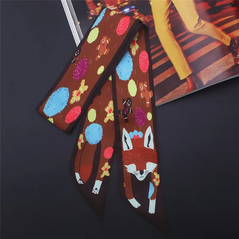  17 Colors Animal Print New Bag Skinny Silk Scarf For Women Luxury Brand Foulard Women Tie Fashion Head Scarves For Ladies