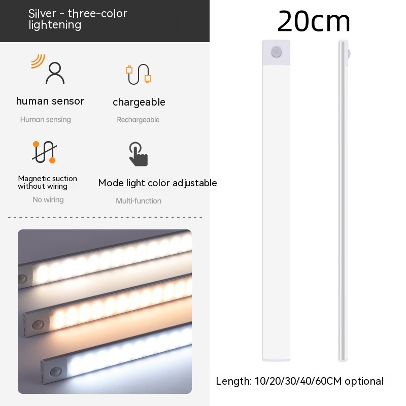  Smart Infrared Sensor Lamp Wireless Magnetic Long Cabinet Light With Rechargeable Hallway Wardrobe
