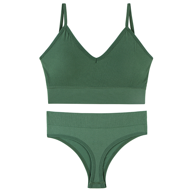  Women's Underwear Small Chest Push-up Thin Wireless Large Size Sports Sling Vest French Triangle Cup Bra Set