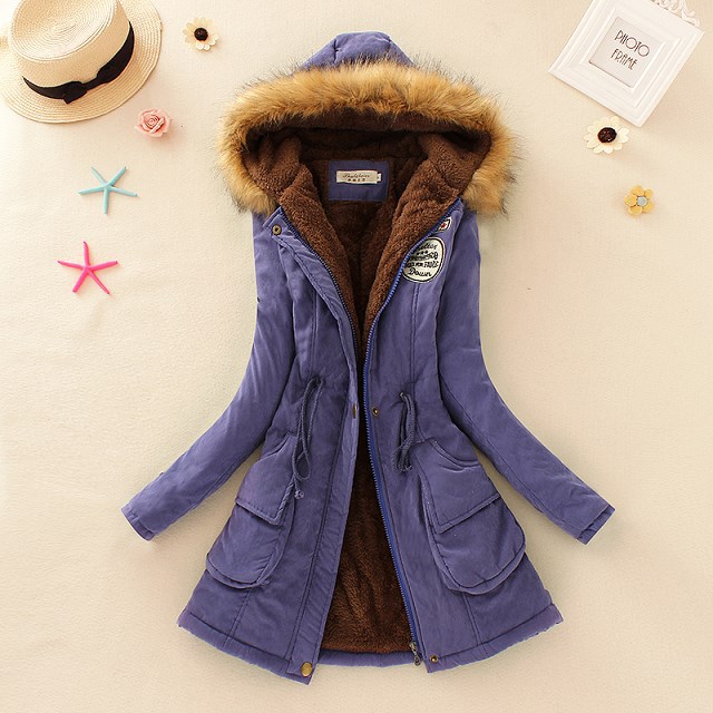  Women's long sleeve lamb wool cotton coat