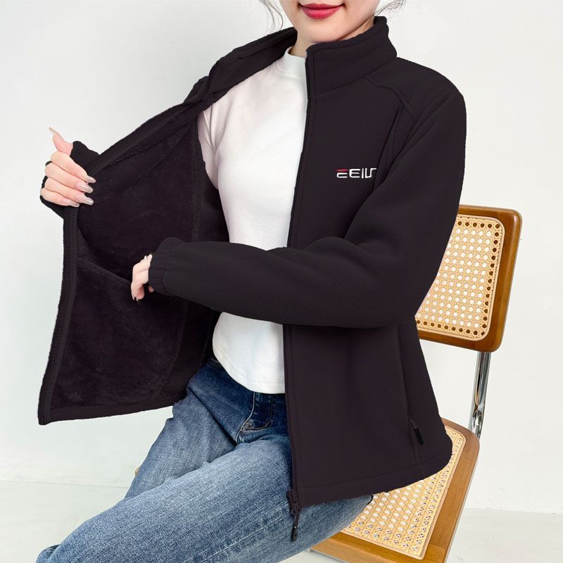  Fleece Sweater Thick Loose Mom Stand Collar Coat