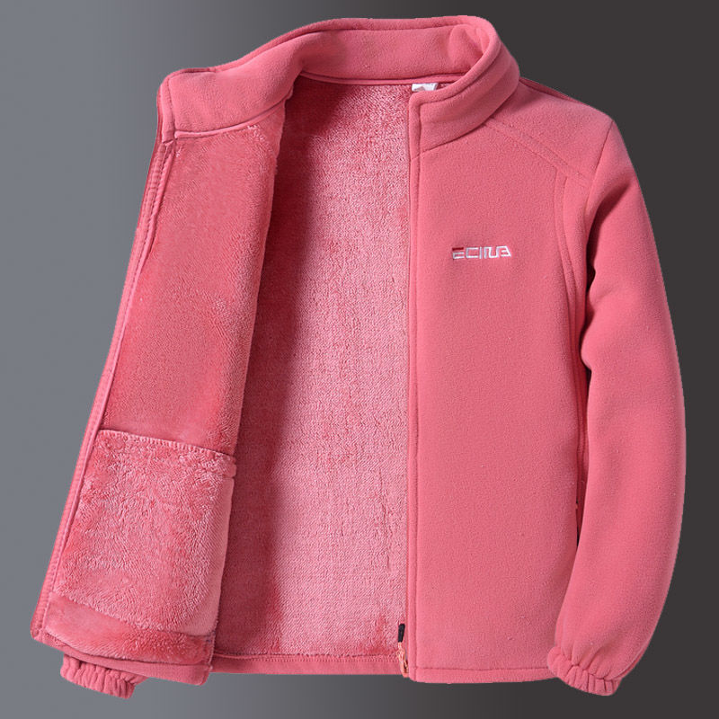  Fleece Sweater Thick Loose Mom Stand Collar Coat
